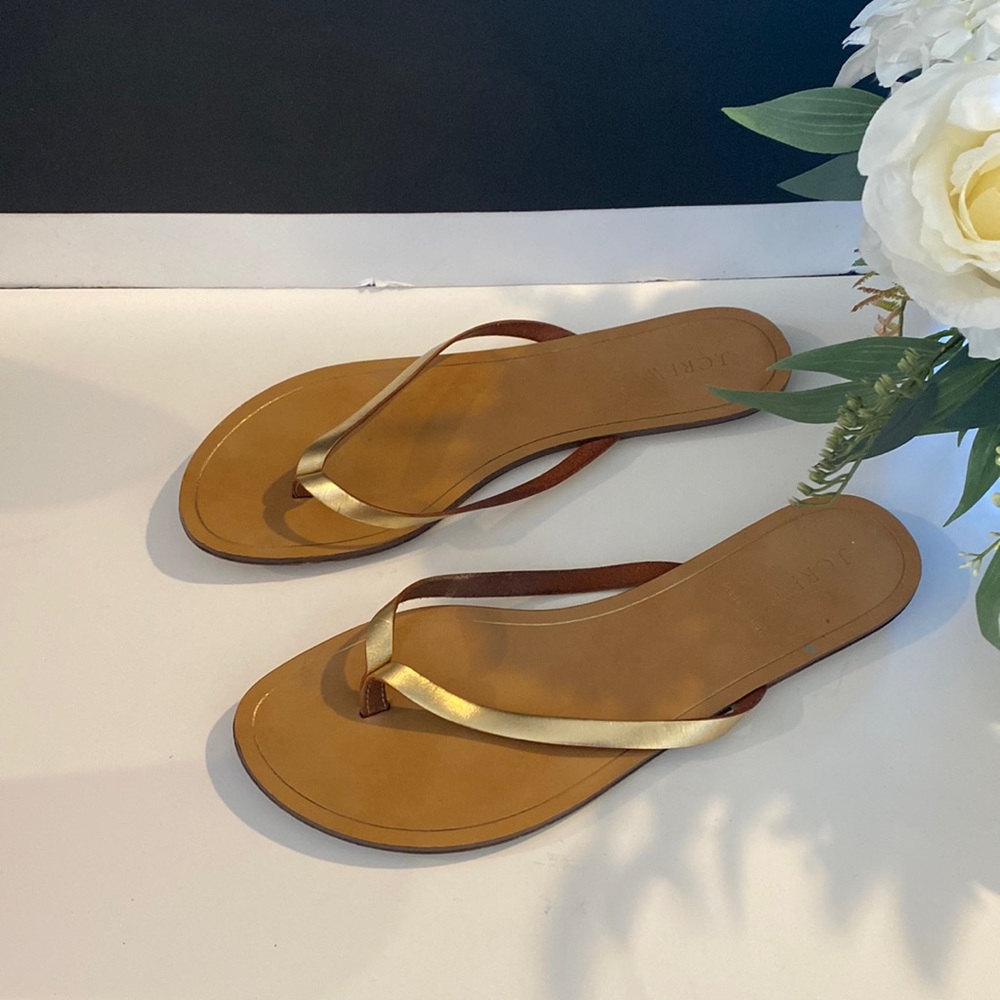 JCrew Size 10 Metallic T-Strap Thong Sandals